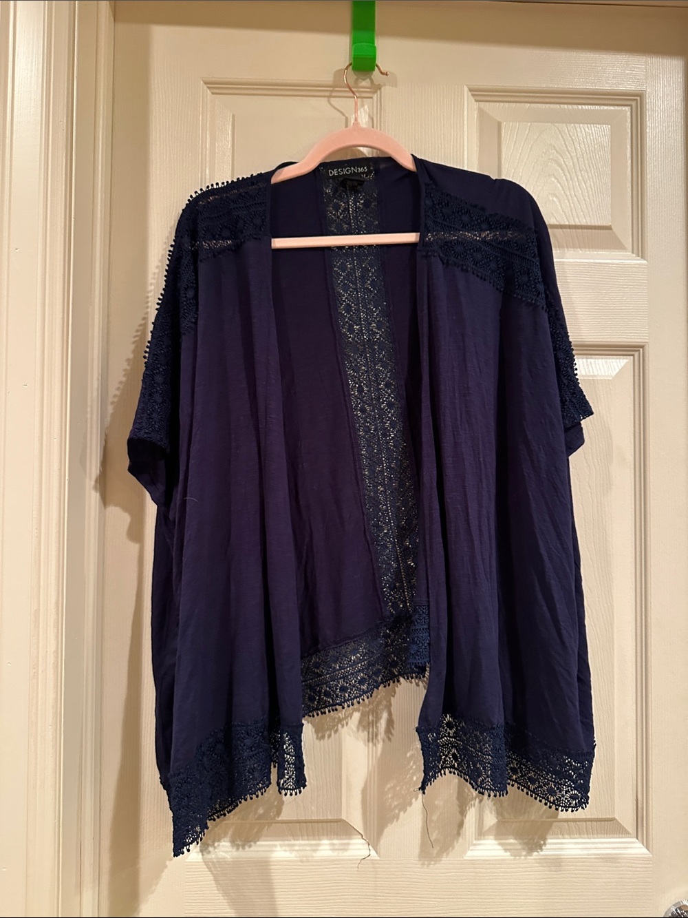 Designess Navy Lace-Trim Open-Front Tunic